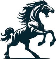 A black horse with a mane on its back vector