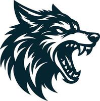 The wolf head logo with a black and white design vector