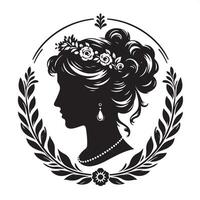 Silhouette of a woman with a wreath of laurel leaves vector