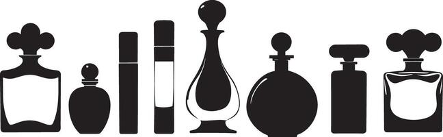 A set of perfume bottles and bottles on a white background vector