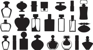 A collection of perfume bottles and bottles vector