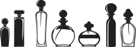 A set of perfume bottles and bottles vector