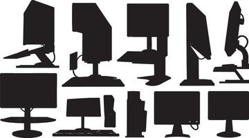 Computer monitor silhouettes set of computer monitor icons illustration vector