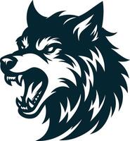 The wolf head is shown in black and white vector