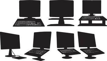 Computer monitor silhouettes set of four different types of computer monitors vector