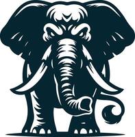 An elephant with tusks standing in front of a white background vector