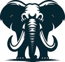 An elephant with tusks standing in front of a white background vector