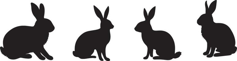 Silhouettes of rabbits, hopping bunny figures, animal shape collection, rabbit character icons vector