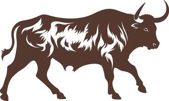 Silhouette of a bull figure, ranch animal icon, dark bull design, strength representation vector