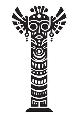 African tribal totem silhouette, heritage design element, decorative totem image, spiritual iconography representation, traditional art graphic