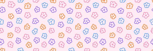 Abstract seamless pattern with vintage simple flowers. Retro floral background for fabric, wallpaper or wrapping vector