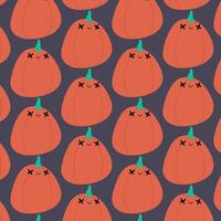 Concept of Halloween pattern with pumpkins. . vector