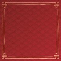 Decoration golden frame chinese style hand drawn on red square background have blank space. vector