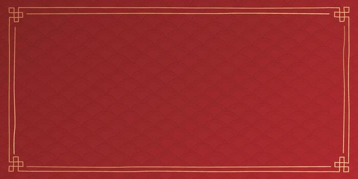 Decoration frame chinese style hand drawn on red horizontal background have blank space. vector