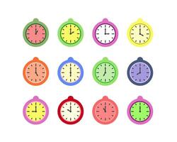 Summer clock color icon design with fruits. Collection of fruit icons of time. vector
