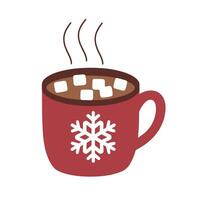Cozy Hot Chocolate in Red Mug with Marshmallows Illustration vector