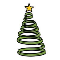 Minimalist Spiral Christmas Tree with Star Illustration vector