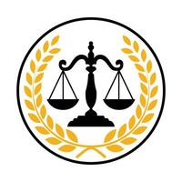 Scales of Justice with Laurel Wreath Symbol vector