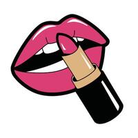 Pink Lipstick Being Applied on Lips Illustration vector