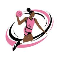 Female basketball player in action illustration vector