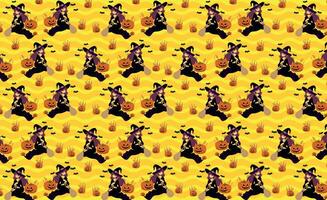 witch with halloween pumpkin, and bat, pattern, for backgrounds textures, fabric texture, repeat vector