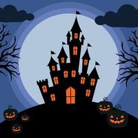 Halloween background, with haunted castle, in a palette of harmonic tones vector