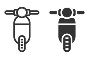 Scooter icons in minimal styles, top view. Black and white illustration perfect for transportation, mobility, and eco-friendly themes. vector