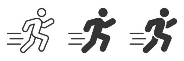 Running figure icons in various styles, symbolizing motion, speed, or athletics. illustration. vector