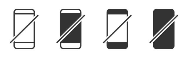 illustration of smartphones with a diagonal slash, symbolizing forbidden access, restrictions, or device limitations in a minimalistic style. vector