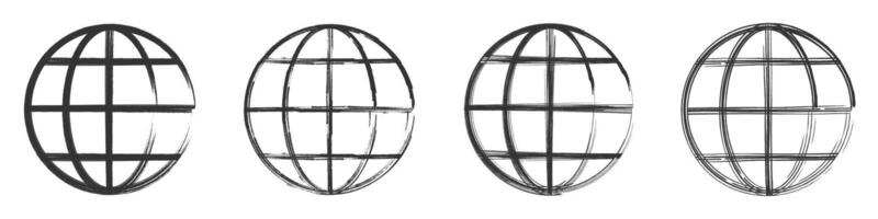 Set of global earth icons in simple and hand-drawn styles, perfect for global, geography, or communication themes. illustration. vector