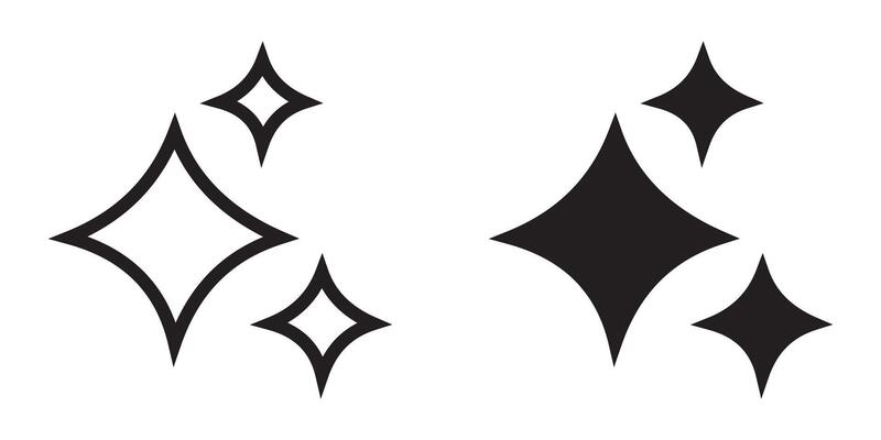 Set of sparkle icons, perfect for decorations or highlighting cleanliness and shine. illustration.