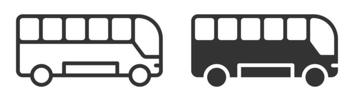 Set of bus icons in different styles. Black and white illustration ideal for public transport, travel, and urban design themes. vector