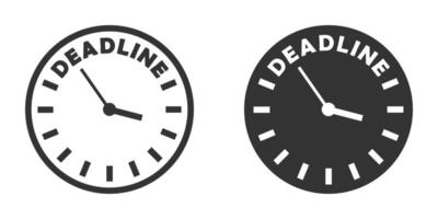 Illustration of two clocks with Deadline text, representing time management and urgency in a modern, minimalistic style. vector