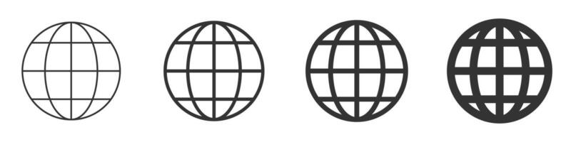 Set of hand-drawn globe icons in sketch style, ideal for global, geography, or travel-related designs. illustration. vector