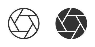Camera shutter icons with geometric patterns in black and white. illustration ideal for photography and design themes. vector