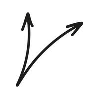 Doodle arrow with two-way fork up Illustration. Hand drawn element vector