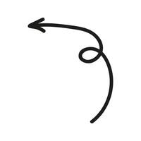 Doodle twisted arrow up direction Illustration. Hand drawn element vector