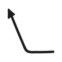 Doodle arrow thin line up and left turn Illustration. Hand drawn element for navigation and presentations. vector
