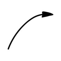 Doodle arrow with right turn up Illustration. Hand drawn element vector