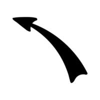 Doodle black silhouette arrow Illustration up and left direction. Hand drawn element vector