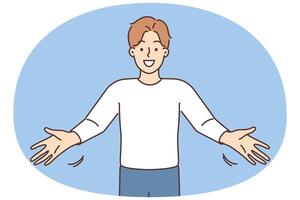 Smiling man with arms stretched vector