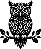 an owl with tribal design on its head vector