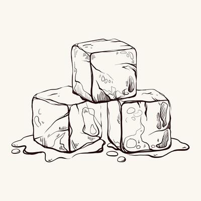 Ice cubes. Hand drawn illustration