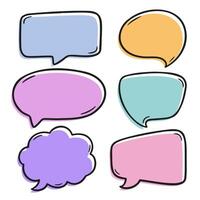 A set of colorful hand drawn speech bubbles in various shapes and sizes. Perfect for digital designs, social media graphics, and comic style illustrations. vector