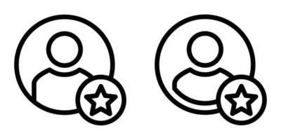 User profile icons with star badges, representing favorite or top-rated users. Great for highlighting expertise or ranking in digital platforms. Editable stroke. vector