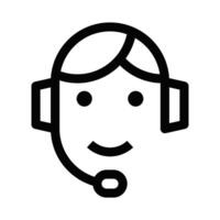 Smiling customer service representative icon, representing friendly support, communication, and professionalism in service or business contexts. Editable stroke. vector