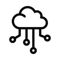 Cloud connection icon with circuits representing data integration, cloud computing, and network technology in a clean line style. Editable stroke. vector