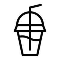 Line icon of a milkshake cup with a straw, perfect for fast food, beverages, or dessert themes. Editable stroke. vector