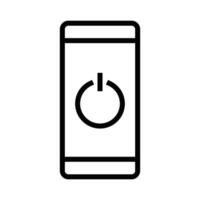 Simple icon of a mobile phone with a power symbol, representing turning a device on or off. Editable stroke. vector