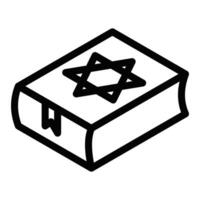 Minimalist book icon with a Star of David symbol, representing religious texts, Jewish culture, or spiritual studies in simple line design. Editable stroke. vector